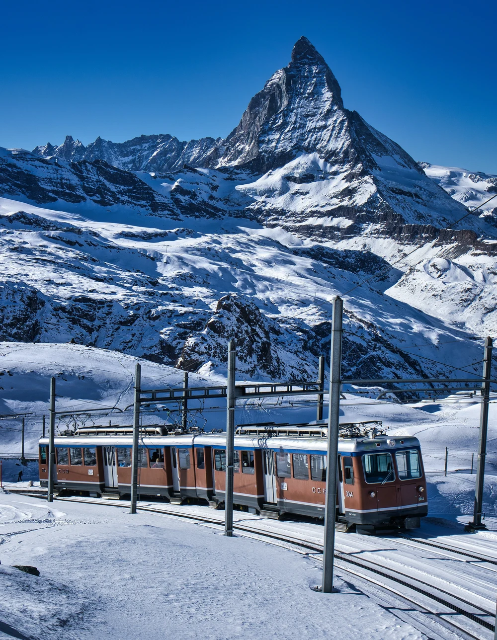 Gornergrat Bahn scenic train ride in Switzerland