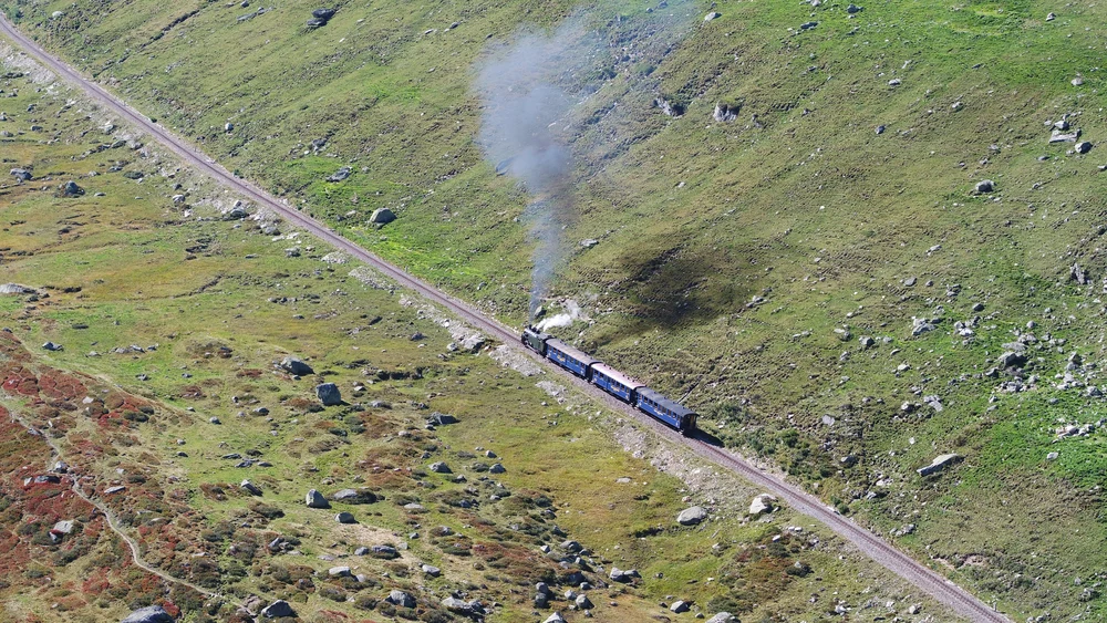 Furka Steam Railway scenic train in Switzerland