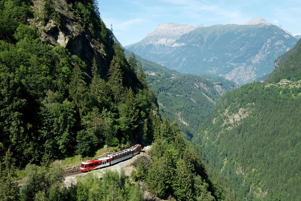 Mont-Blanc Express scenic train in Switzerland