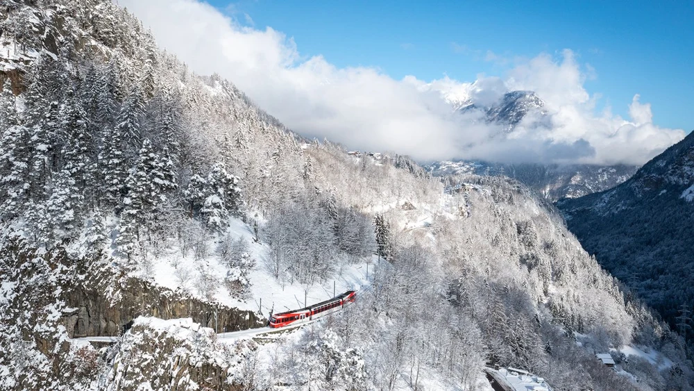 Mont-Blanc Express scenic train route in Switzerland