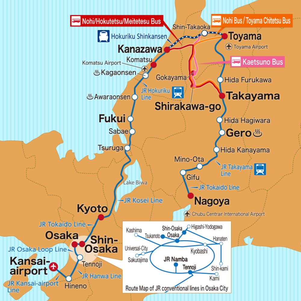 JR Pass高山＆北陸地區周遊券範圍