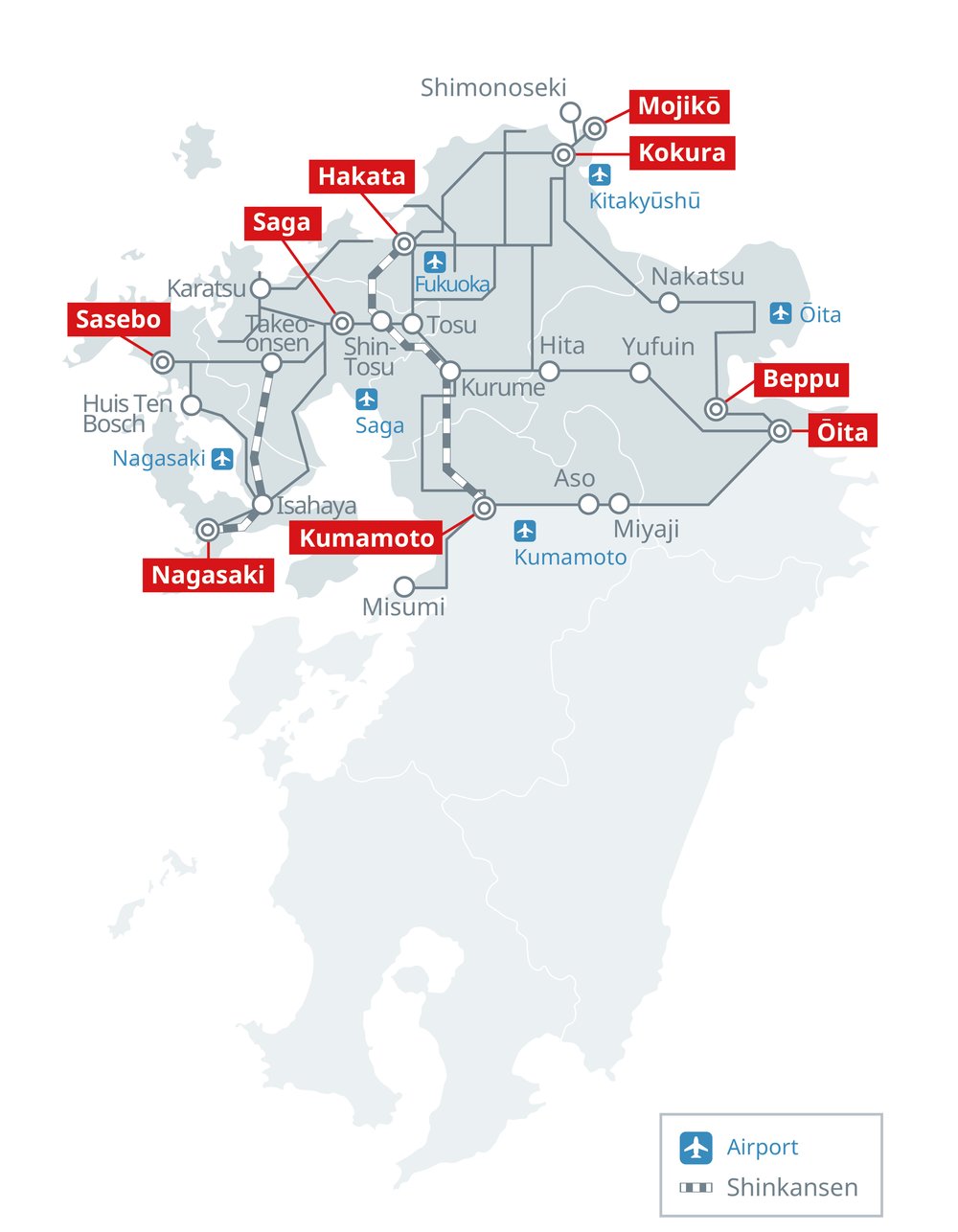 JR Kyushu Pass North Coverage Map