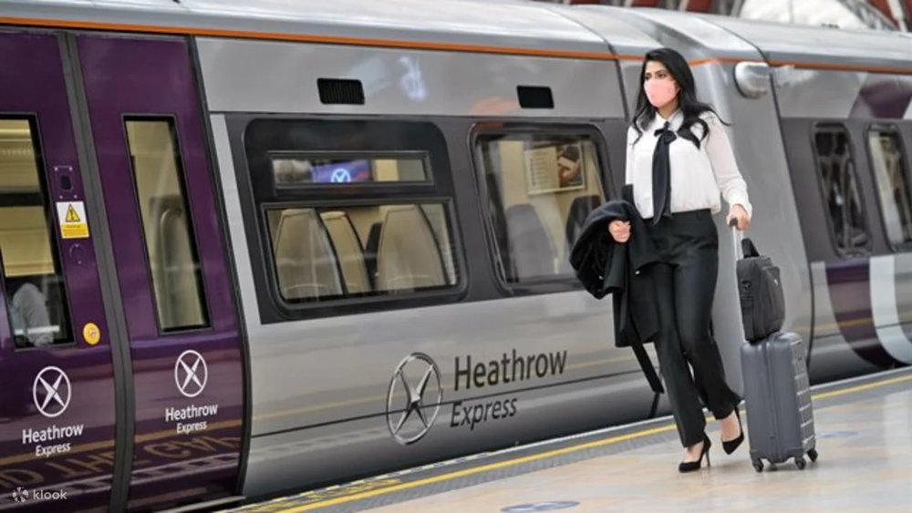 a traveler using the heathrow express