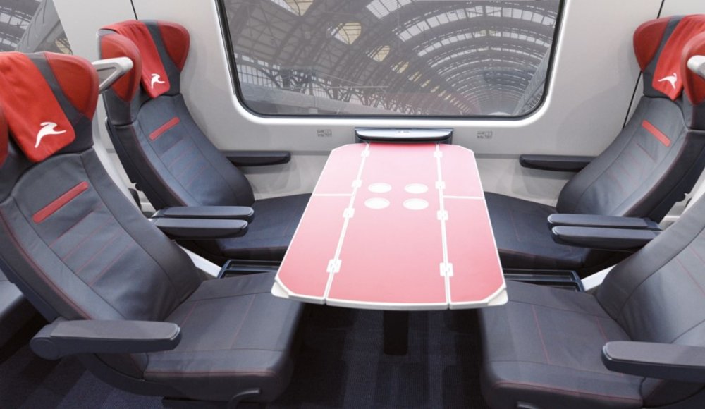 Seats inside a train