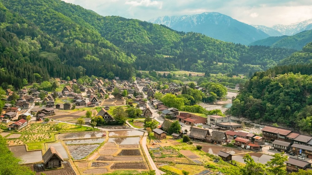 aerial view of shirakawago