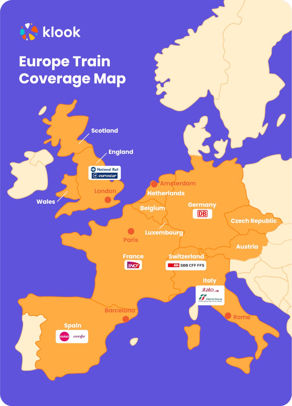 歐洲火車涵蓋範圍