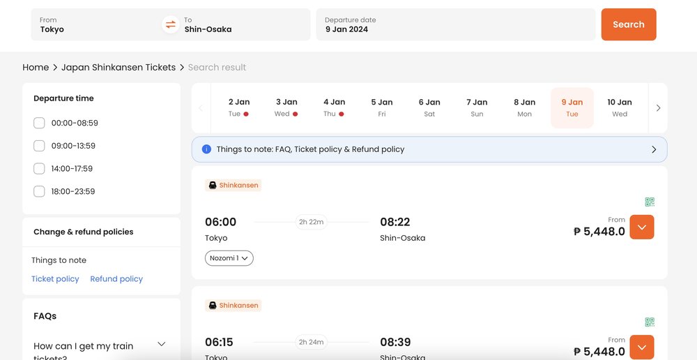 Japan rail routes on klook