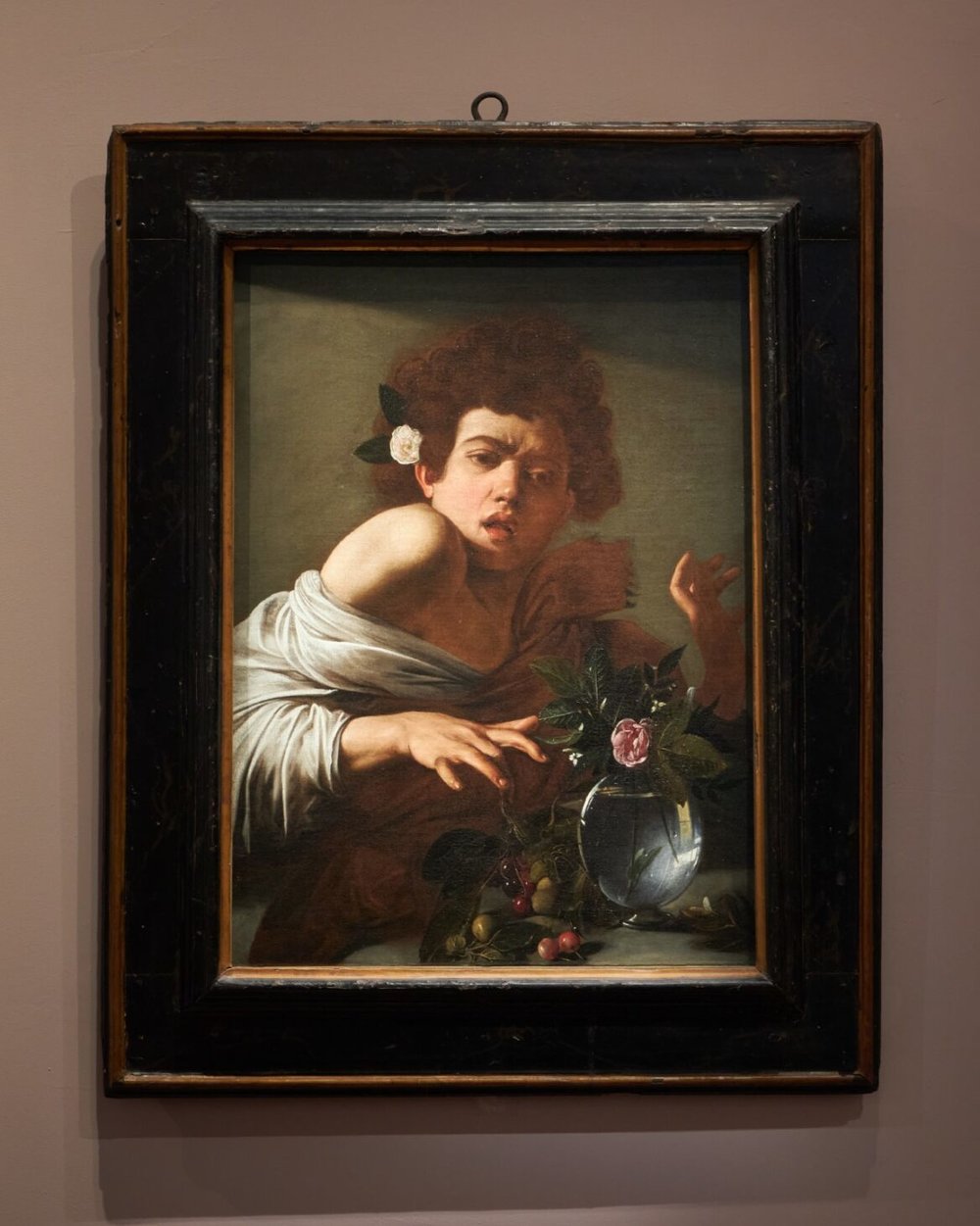 Portrait of a boy bitten by a lizard