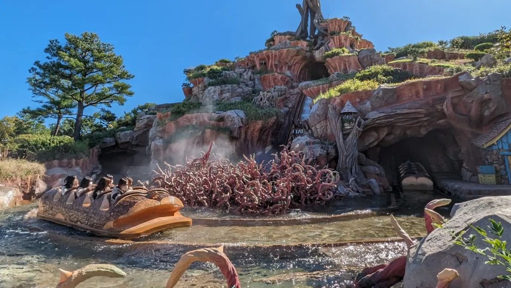 Feel the rush (and the splash of water) on the thrilling Splash Mountain ride at Tokyo Disneyland