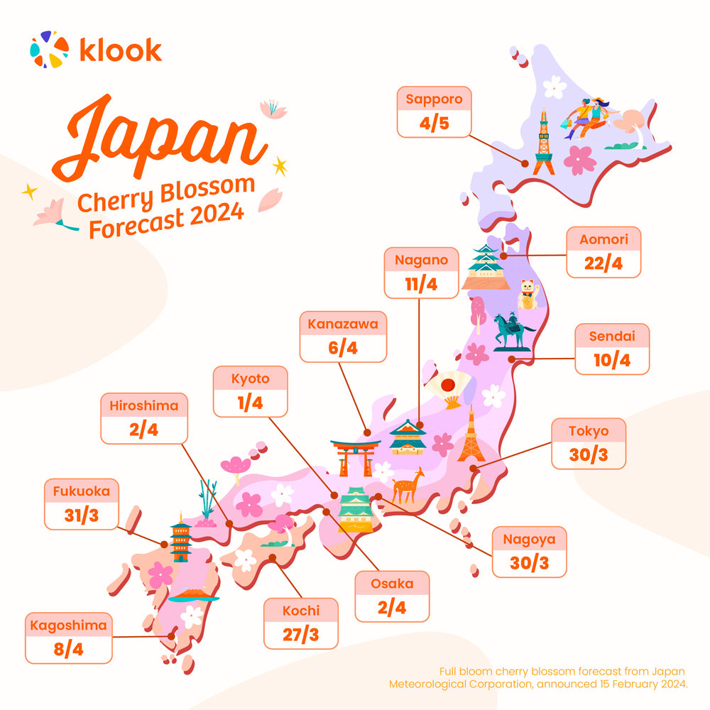 MY Japan cherry blossom forecast 2024