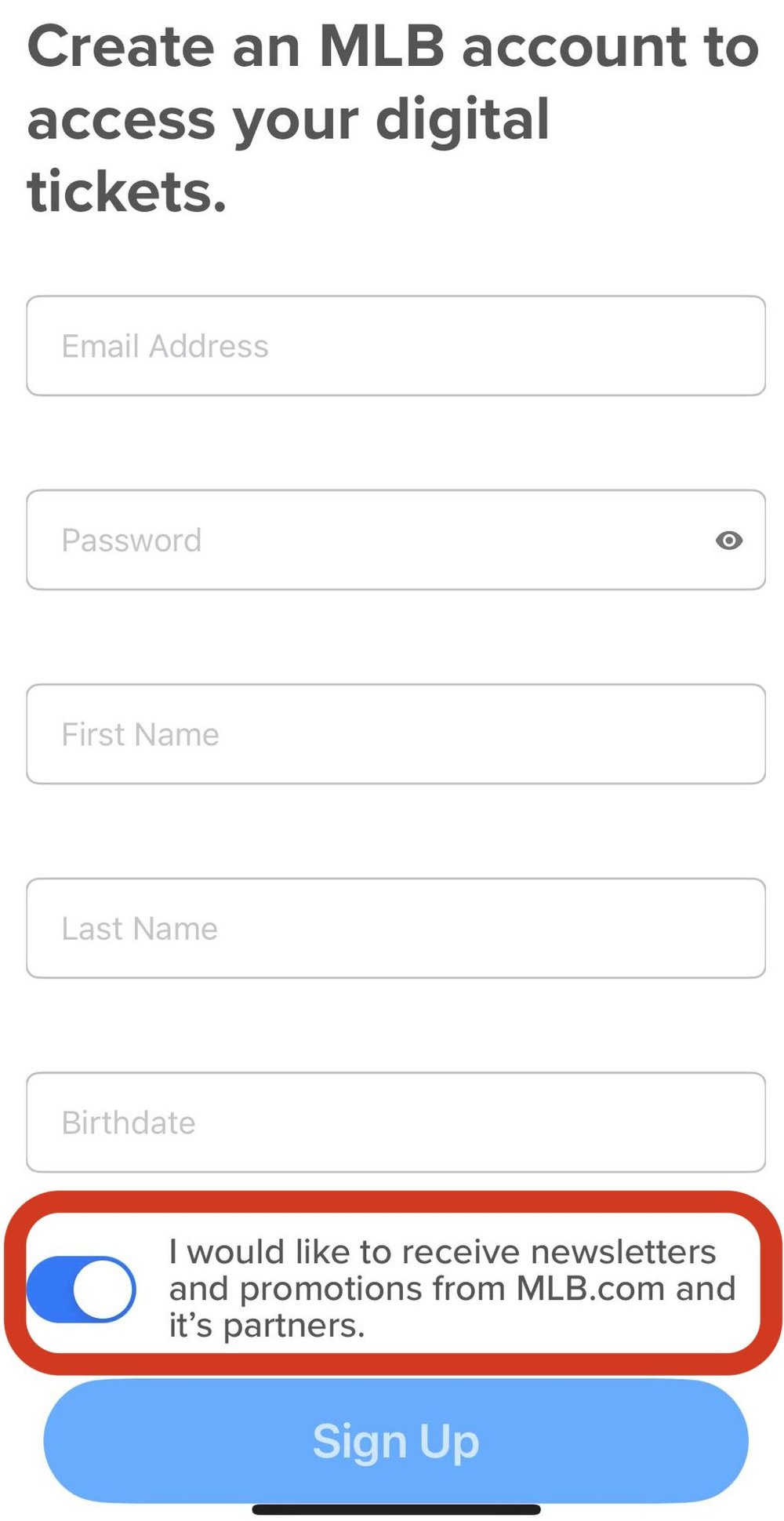 MLB アプリ登録手順1