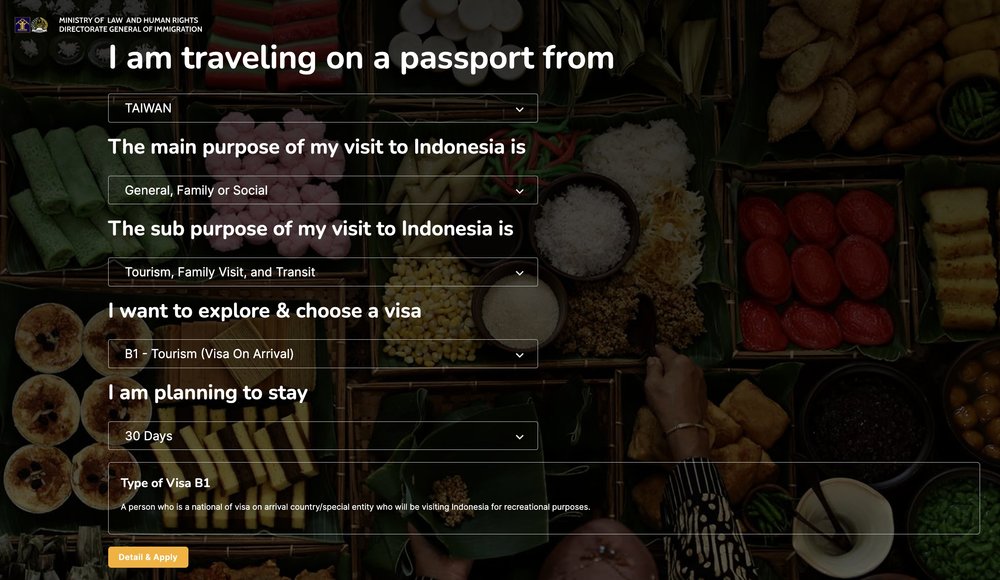 印尼電子落地簽證申請