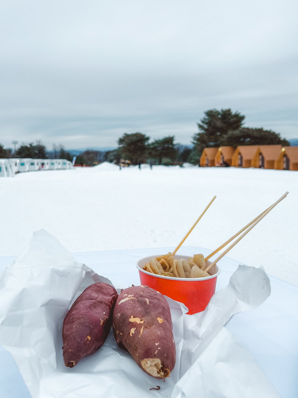Sweet potatoes and fish cakes