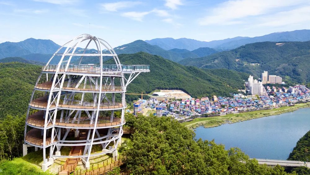 Autumn's clear skies make the view from the Mancheonha Skywalk better. Credits to Klook