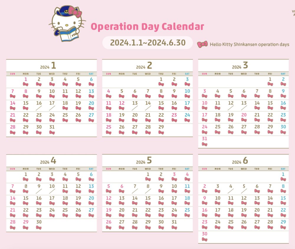 Hello Kitty 新幹線運行日期