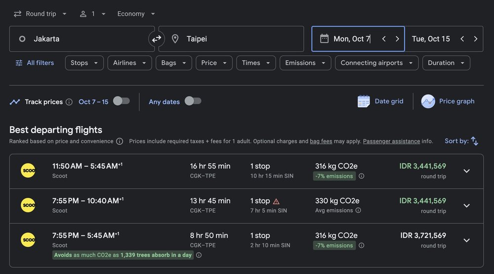 Harga tiket Jakarta - Taipei