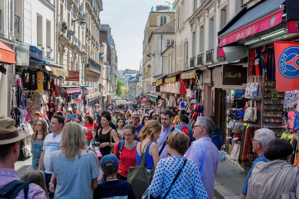 Crowded Paris streets