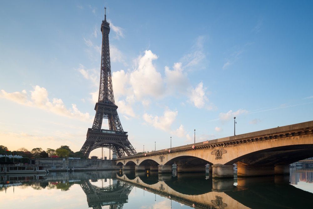 eiffel tower during sunset