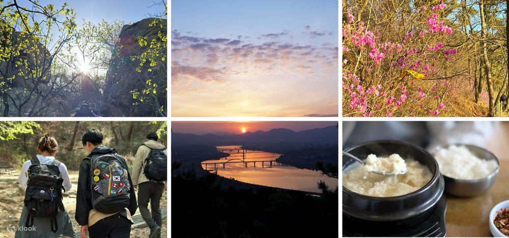 collage of photos showcasing hiking in seoul