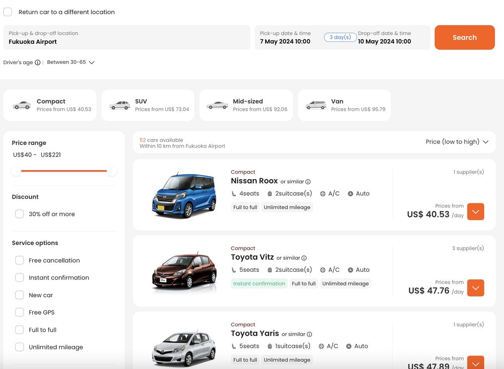 fukuoka car rental