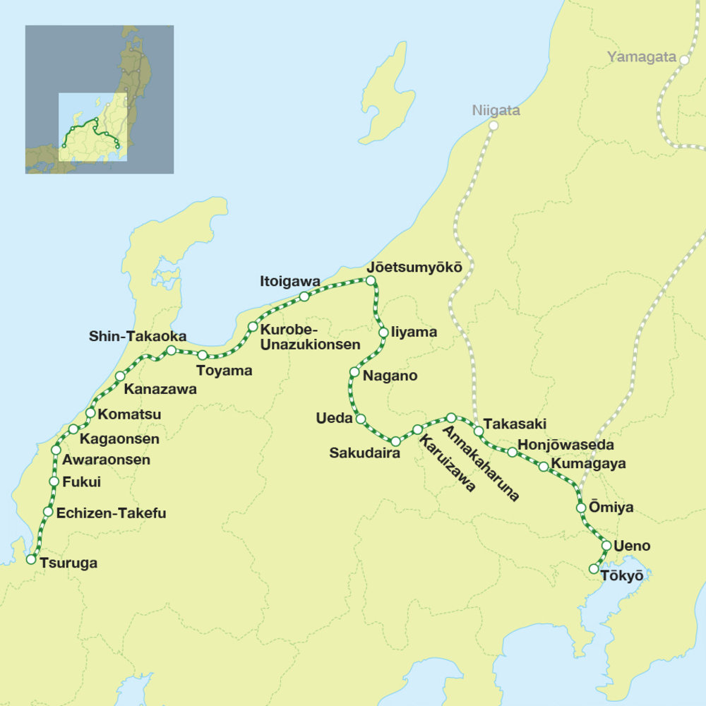 Hokuriku Shinkansen Route and Stops