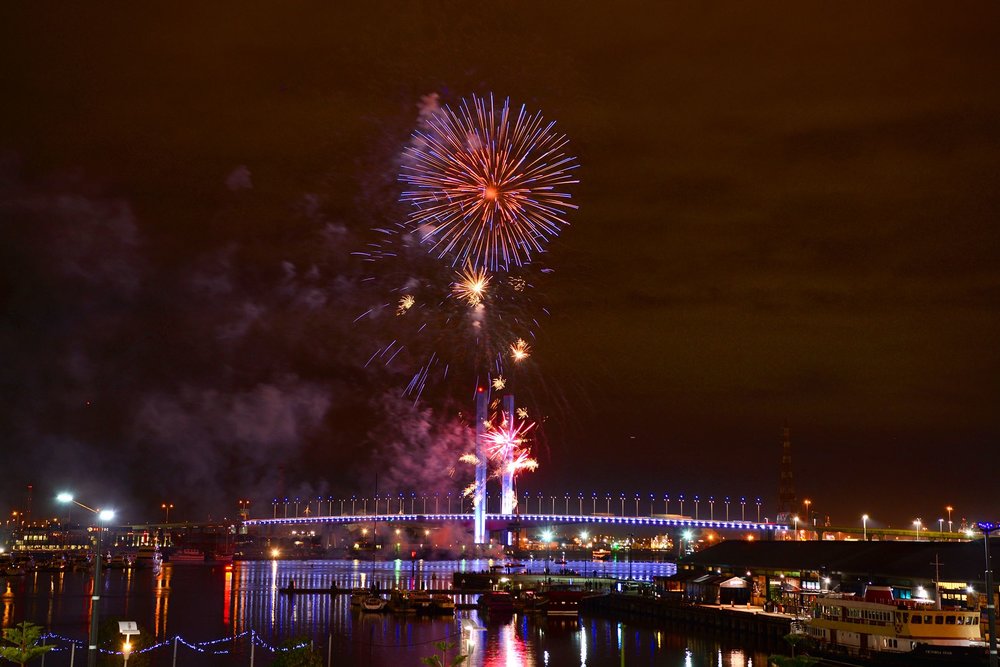 fireworks display at the Docklands Victoria