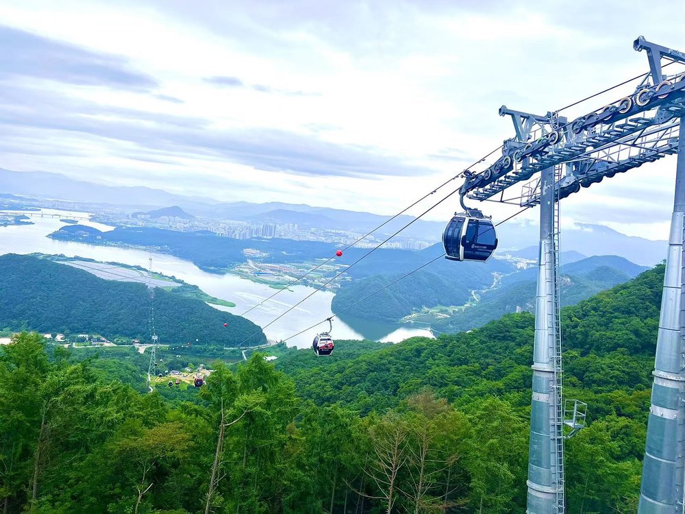 cable cars in samaksan, korea