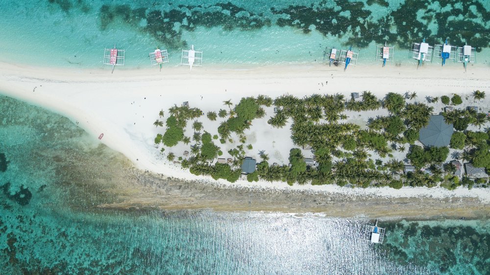 Aerial shot of a beach in the philippines