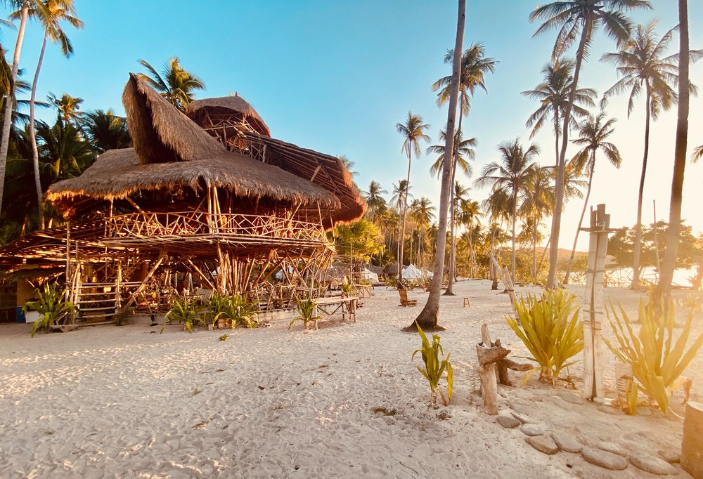 A bamboo hut in the beach