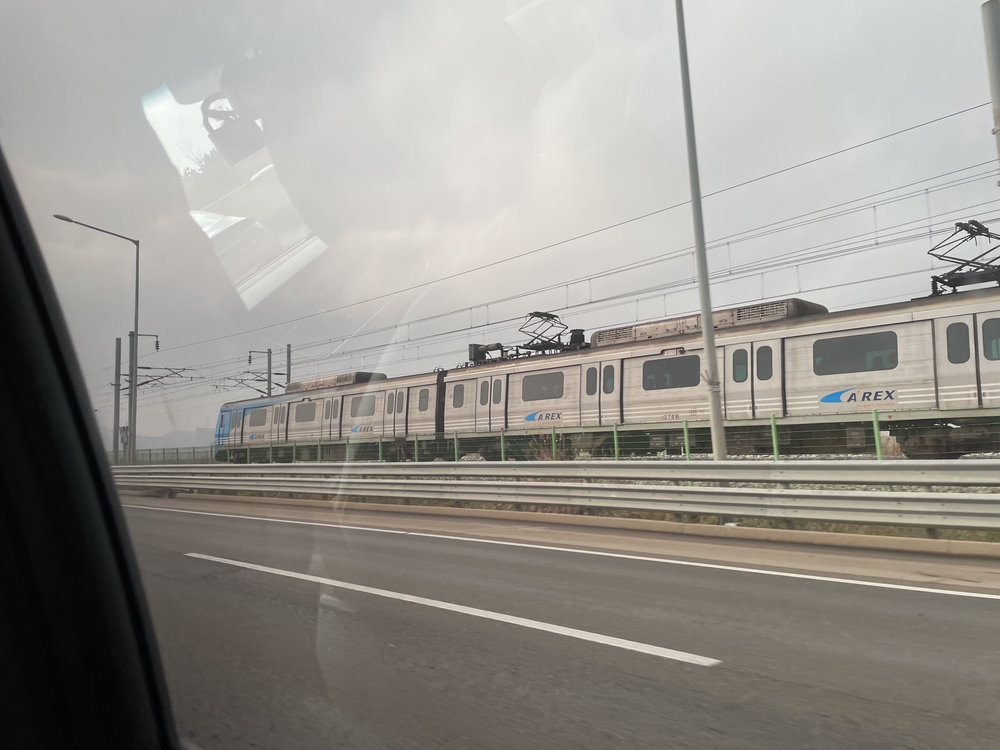 arex train taken from car pov