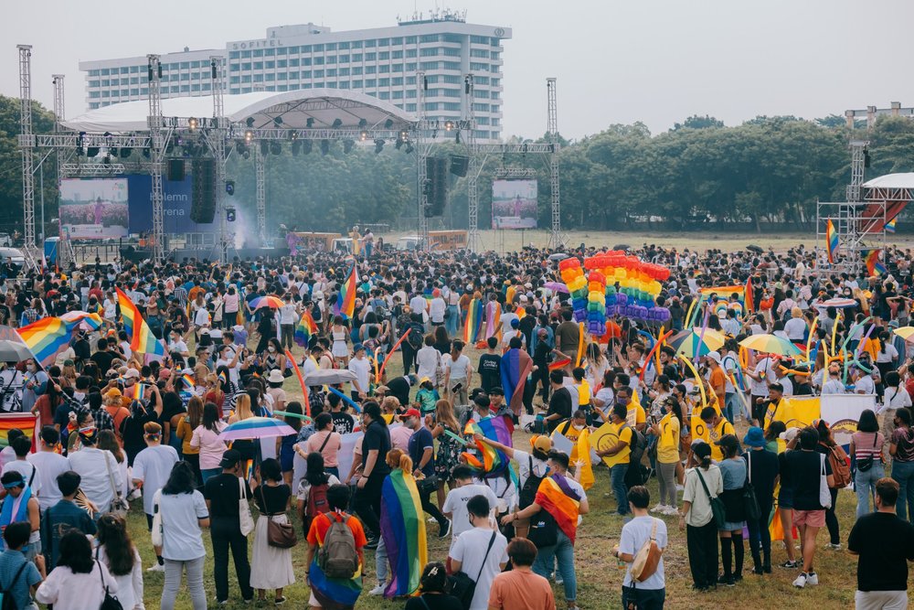 Alies in a concert grounds during pride month celebration