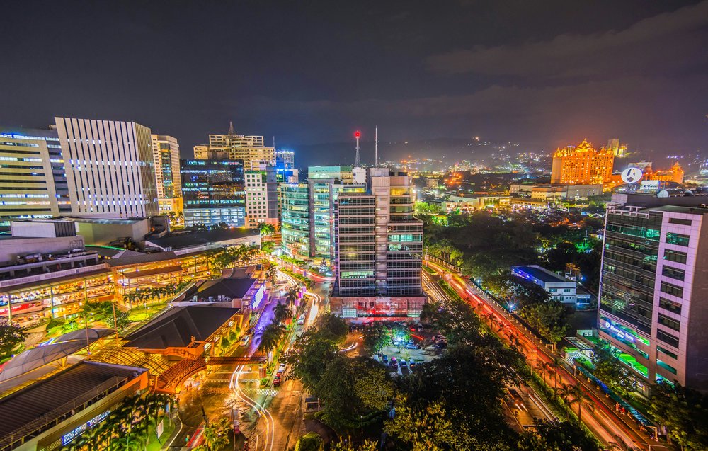 Cebu Business Park at night