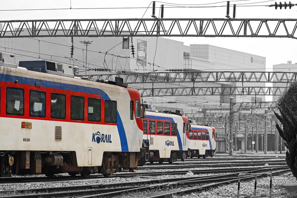 three ktx trains on track