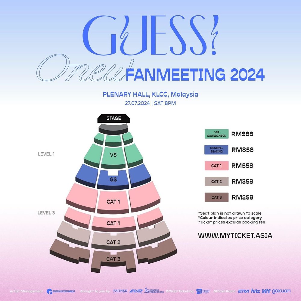 GUESS! Onew Fan Meeting 2024 Malaysia seat map ticket price