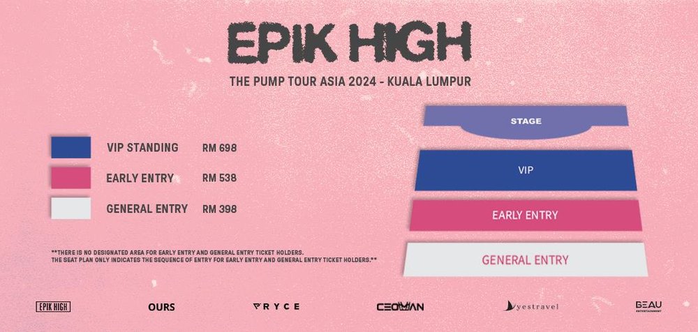 EPIK HIGH THE PUMP TOUR ASIA 2024 IN KUALA LUMPUR seat map ticket price