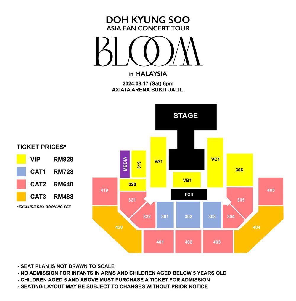 DOH KYUNG SOO ASIA FAN CONCERT TOUR BLOOM in MALAYSIA seat map ticket price