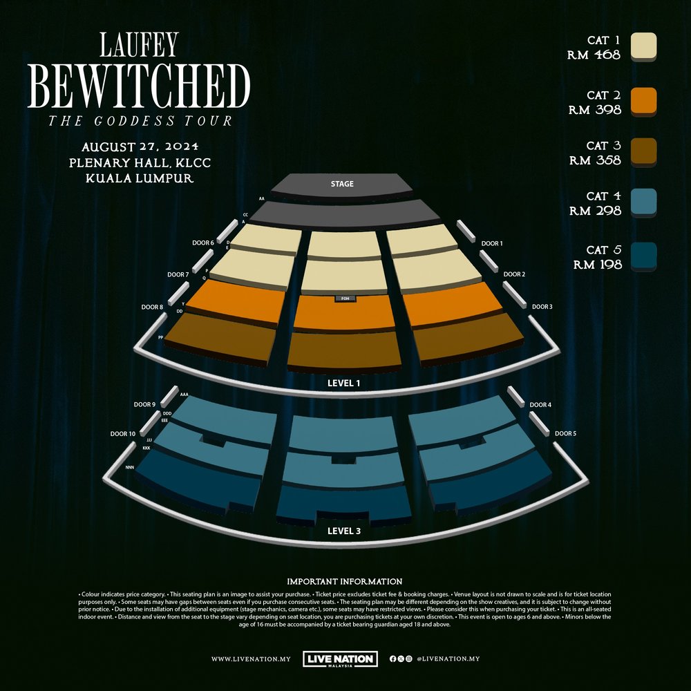 Laufey – Bewitched: The Goddess Tour Kuala Lumpur seat map ticket price
