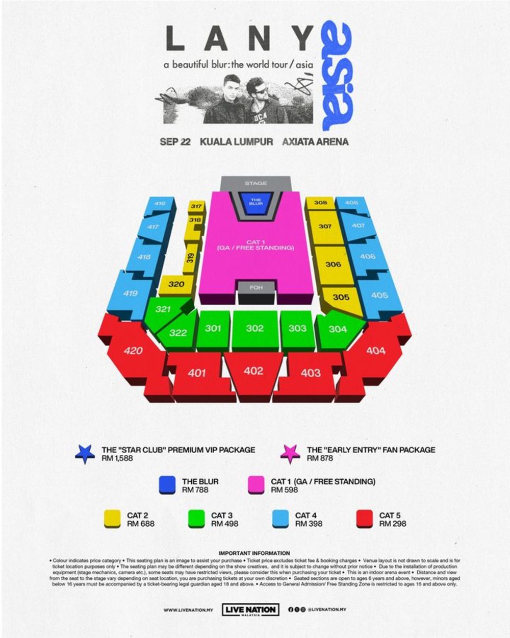 LANY - a beautiful blur: the world tour in Kuala Lumpur seat map ticket price