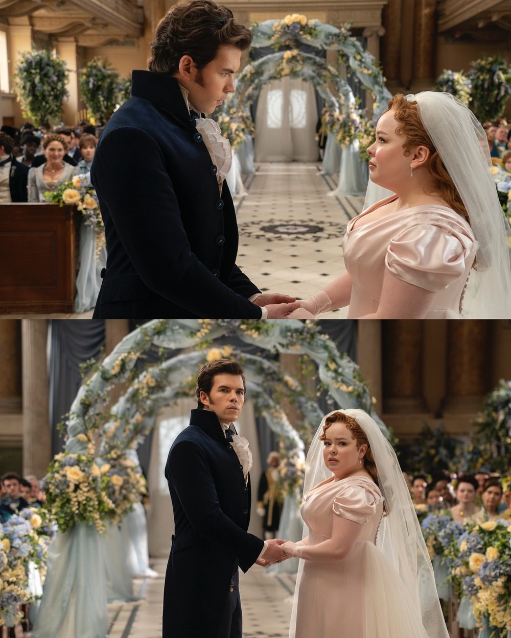 Stills from Bridgerton Season 3. Source: @bridgertonseriess on Instagram.