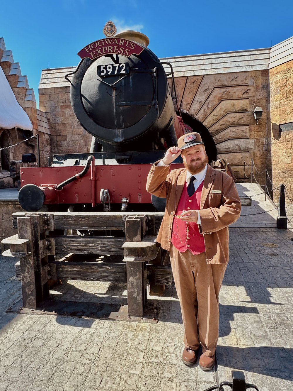 man by the hogwarts express in universal orlando
