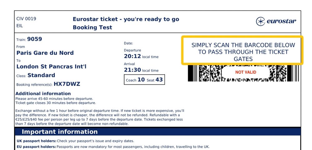Eurostar Test Booking image