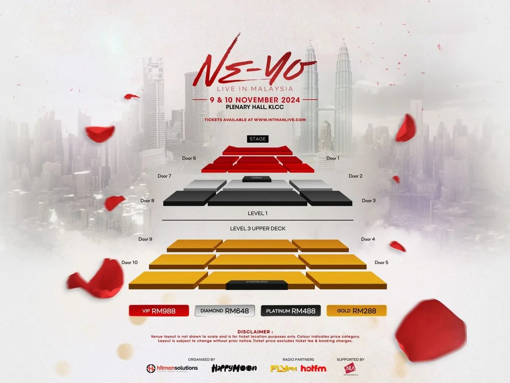 NE-YO: Live in Malaysia 2024 seat map ticket price