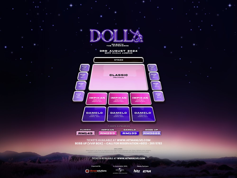DOLLA RE:BIRTH THE EXPERIENCE seat map ticket price