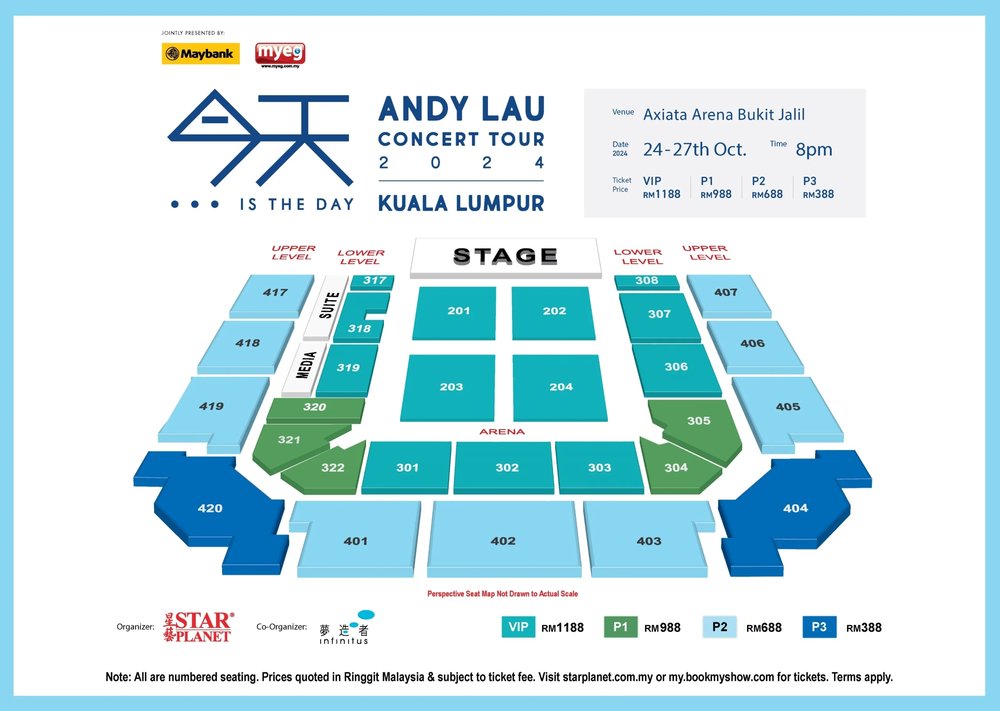 Today ... is the Day Andy Lau Concert Tour 2024 Kuala Lumpur seat map ticket price