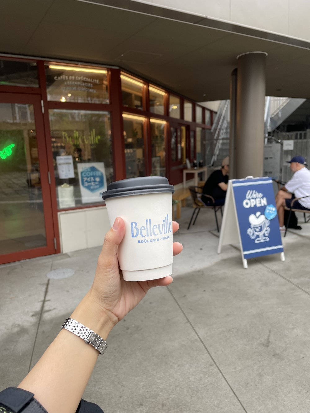 belleville coffee cup photo in front of the belleville coffee shop in shimokitazawa