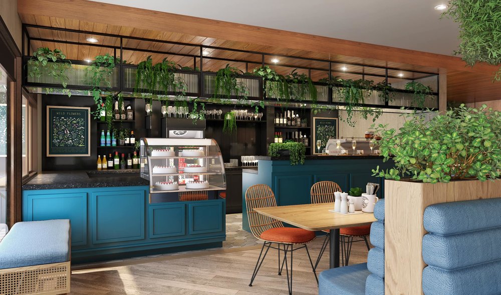 Blue and green interior design