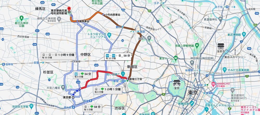 東京市區到華納哈利特特影城