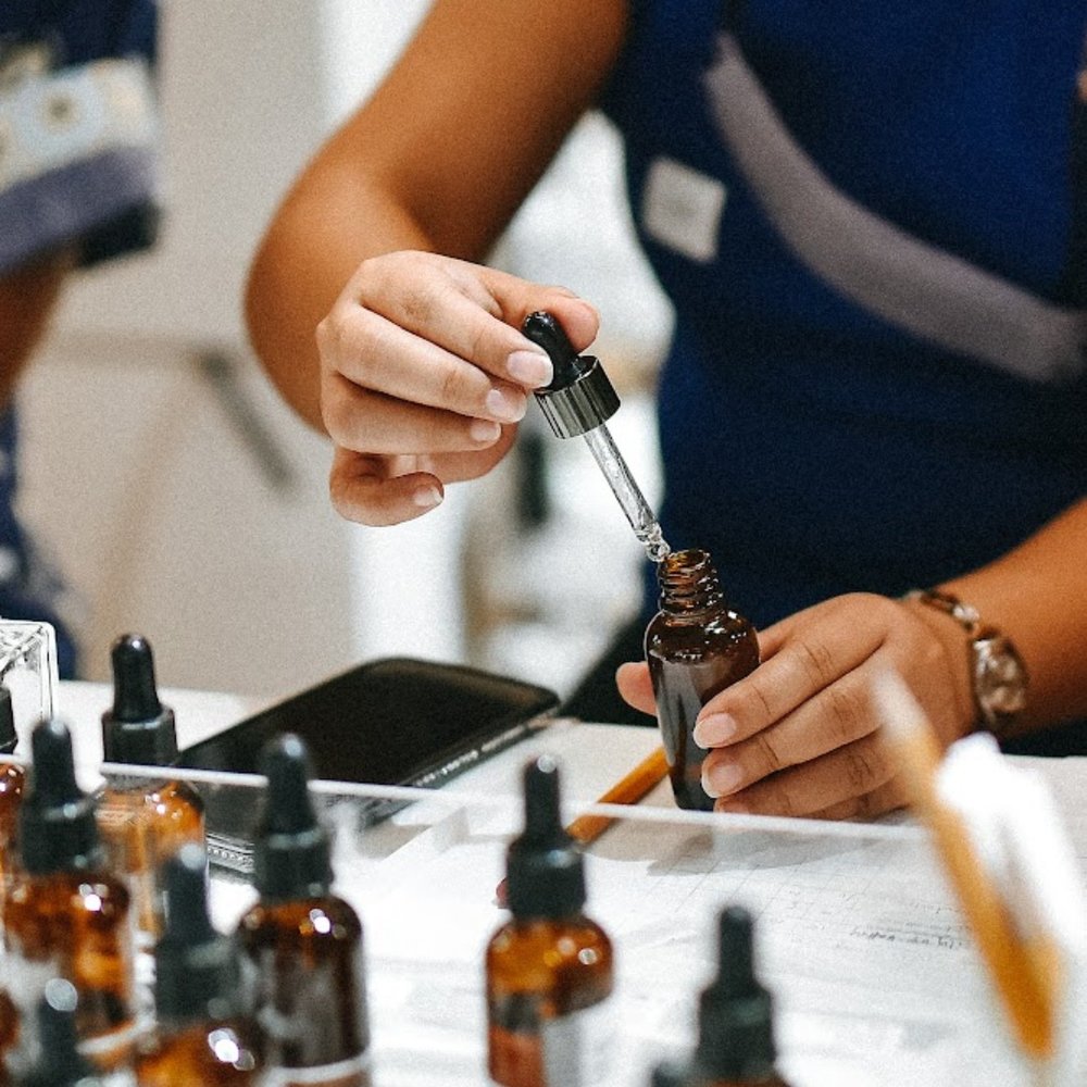 Customer trying out scents