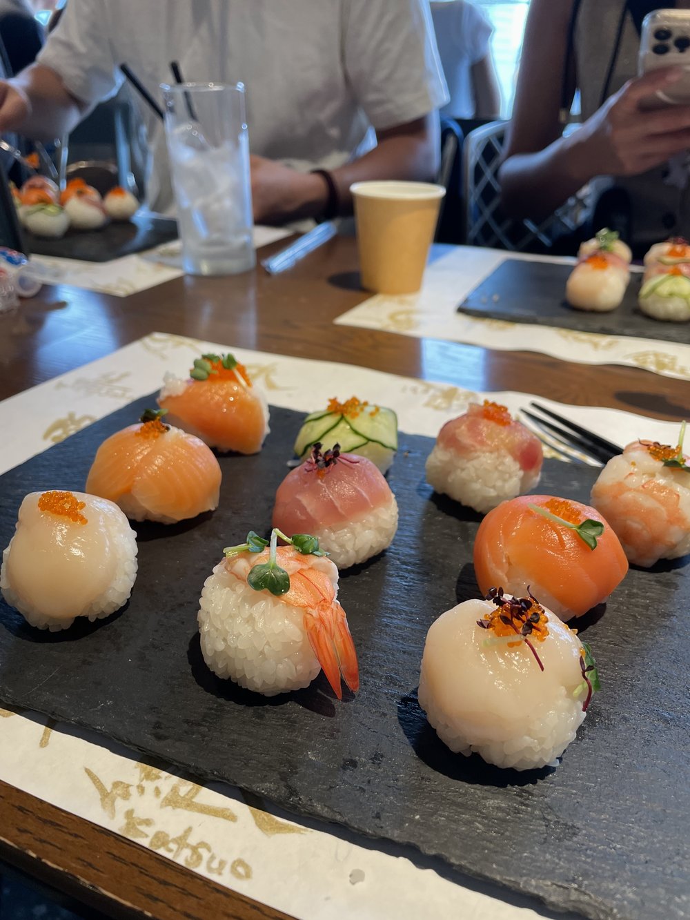 temari sushi lined up and ready to eat