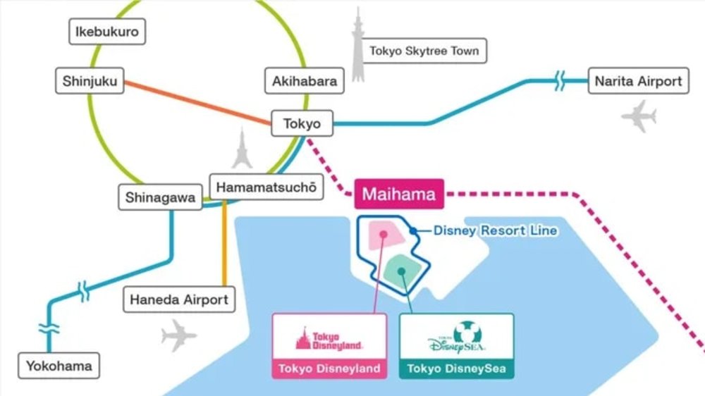 東京迪士尼園區交通示意圖｜圖片來源：東京迪士尼官網